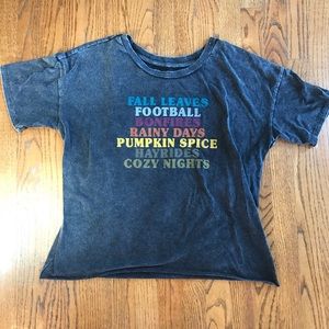 Distressed looking black/dark gray fall tee shirt